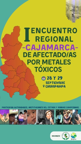 Cartel del I Encuentro de la región Cajamarca de Personas Afectadas por Metales Tóxicos