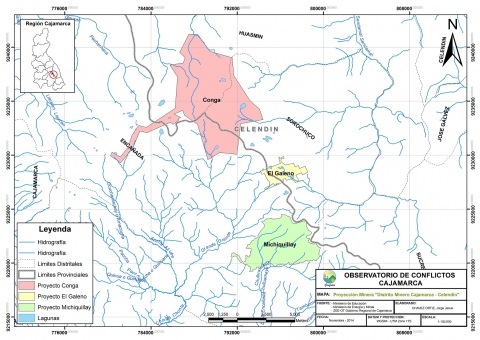 Mapa Proyecciones Mineras - "Distrito Minero Cajamarca-Celendín"
