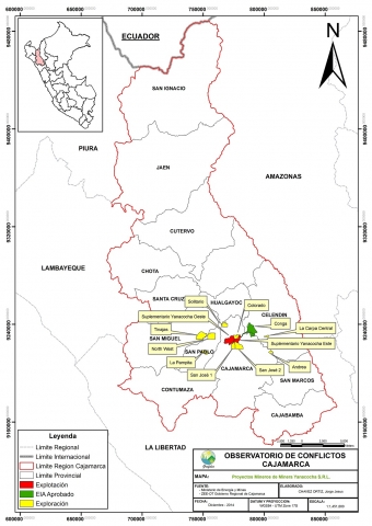 Mapa Proyectos Mineros de Minera Yanacocha S.R.L.